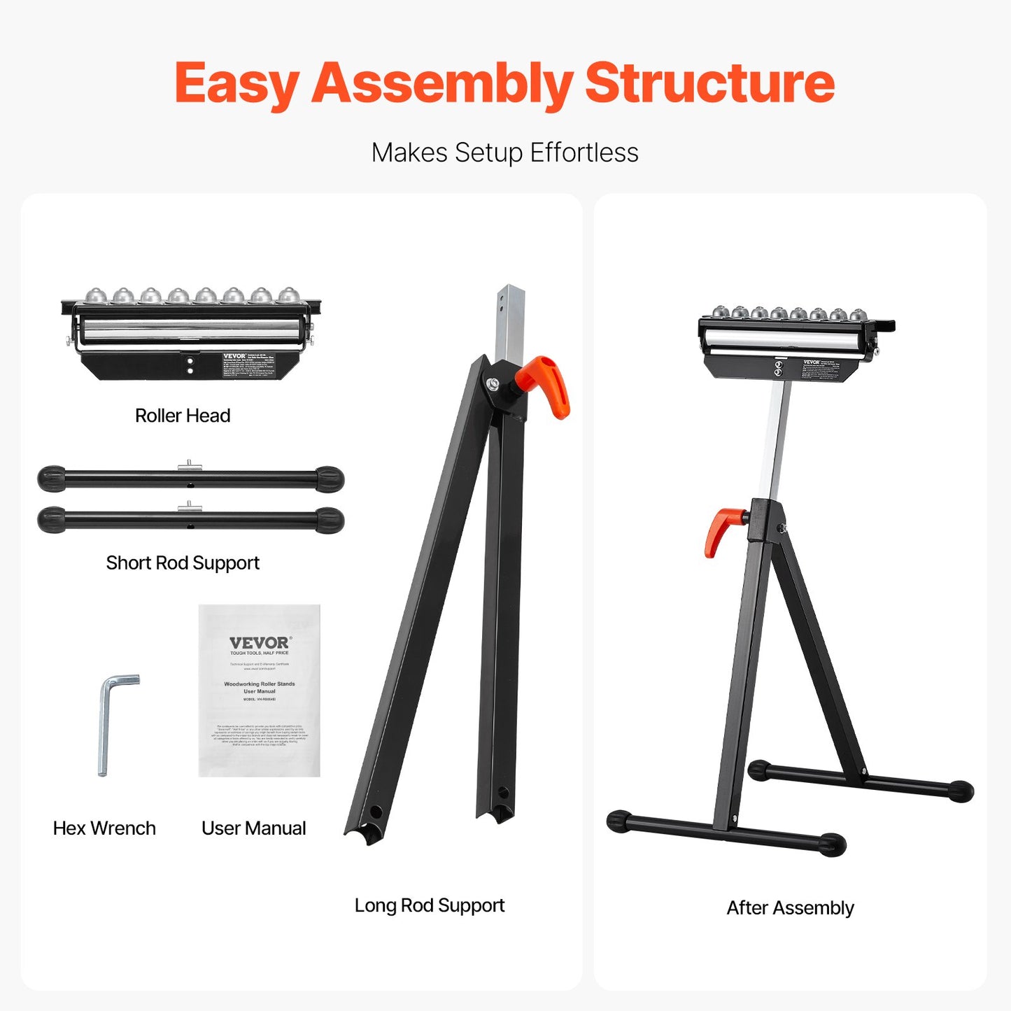 Rullstativ med polerade kulor Max belastning 300 lb Justerbar 26,8-42,5 tum