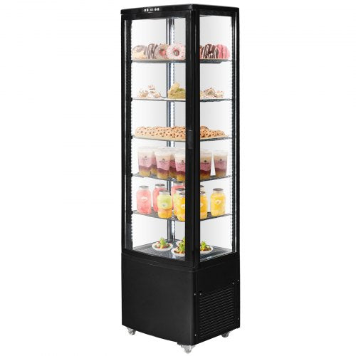 Refrigerated Display Case, 9.8 Cu.Ft./278L Large Pastry Display Case, 5-Tier Commercial Display Refrigerator with LED Lighting, TURBO Cooling, Frost-Free Air-Cooling, for Bakery
