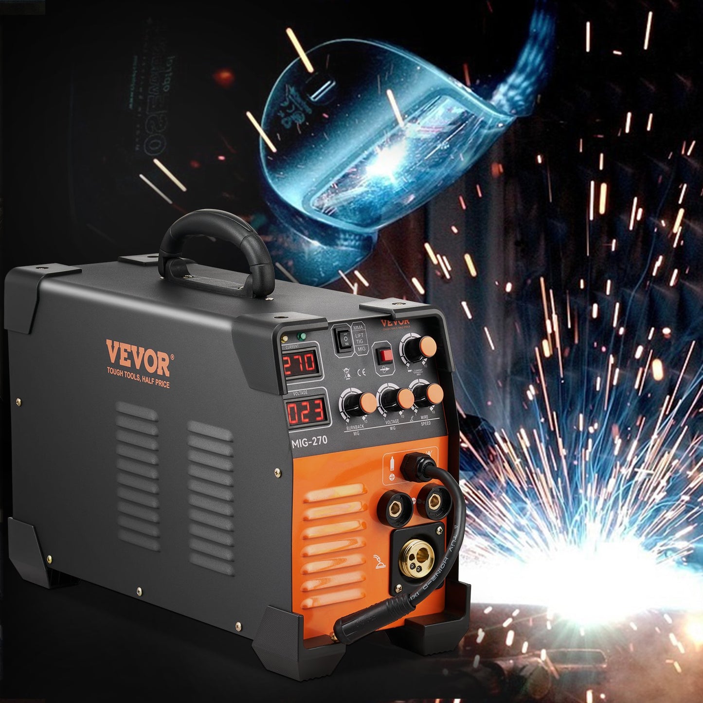 MIG Welder, 3 in 1 Welder Welding Machine, 270 Amp MIG Lift TIG Arc Welder 110V 220V Lift TIG Welder Lift ARC Welder Digital Display Combo Welding Machine MMA Stick IGBT DC Inverter Welder