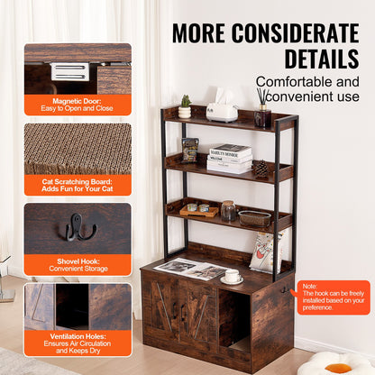 Katzentoilettenschrank, Katzentoilettenmöbel aus Holz versteckt mit 3 Regalen