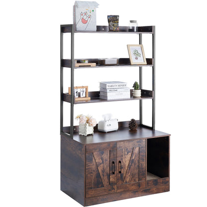 Katzentoilettenschrank, Katzentoilettenmöbel aus Holz versteckt mit 3 Regalen