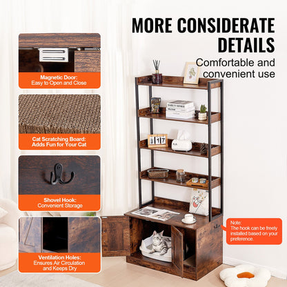 Katzentoilettenschrank, Katzentoilettenmöbel aus Holz versteckt mit 4 Regalen