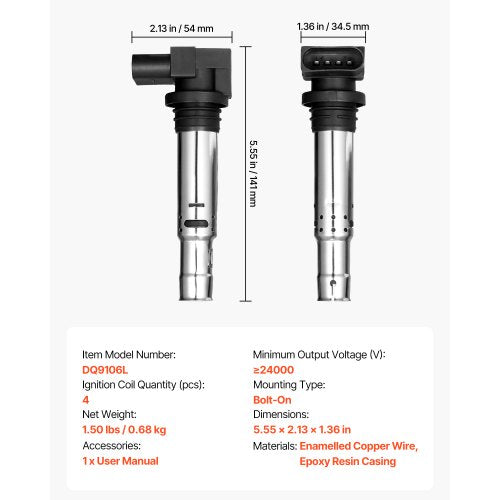 Tändspole Pack Set om 4 Kompatibel med Audi A1 A3 Seat och Volkswagen |  EU