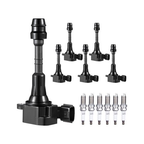 Ignition Coil Pack and Spark Plugs, Set of 6, Compatible with Nissan Maxima Murano Altima Pathfinder Quest Xterra Pathfinder Frontier Infiniti I35 QX4 3.5L 4.0L V6, Replacement for UF349 C1406
