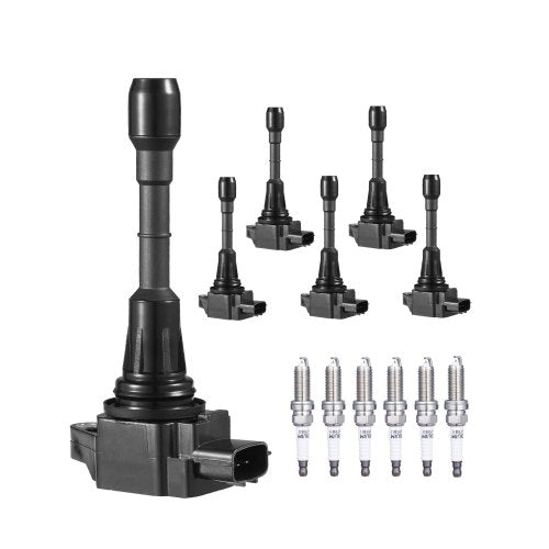 Ignition Coil Pack and Spark Plugs, Set of 6, Compatible with Nissan Murano Maxima Pathfinder 350Z Altima Quest Infiniti EX35 FX35 G25 G35 JX35 M35 M35h Q50 Q70 QX60 3.5L V6, for UF550 C1670