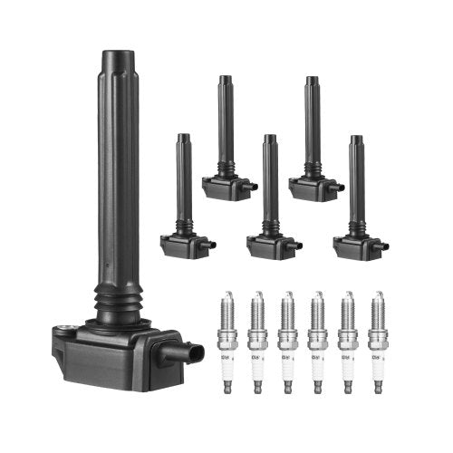 Ignition Coil Pack and Spark Plugs, Set of 6, Compatible with Dodge Grand Caravan Charger Durango Journey Avenger Challenger Jeep Cherokee Grand Cherokee Compass Chrysler Ram ProMaster 3.6L V6