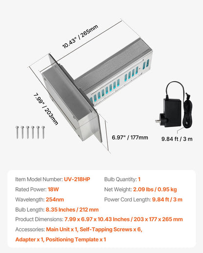 HVAC-Luftreiniger-ganzes Haus 18W 9 Zoll-Licht im Kanal PCO-Technologie