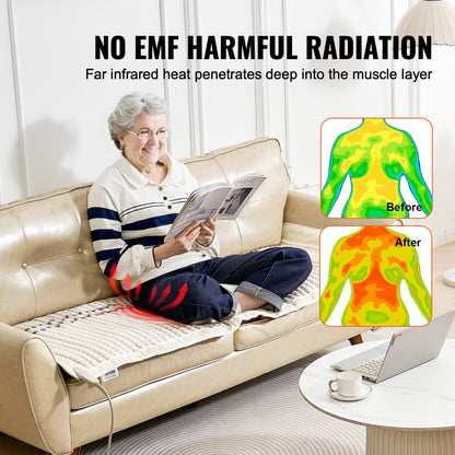 Far Infrared Heating Pad Amethyst Gemstones Heating Mat with Timer 72" x 24