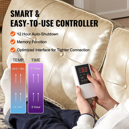 Far Infrared Heating Pad Amethyst Gemstones Heating Mat with Timer 72" x 24