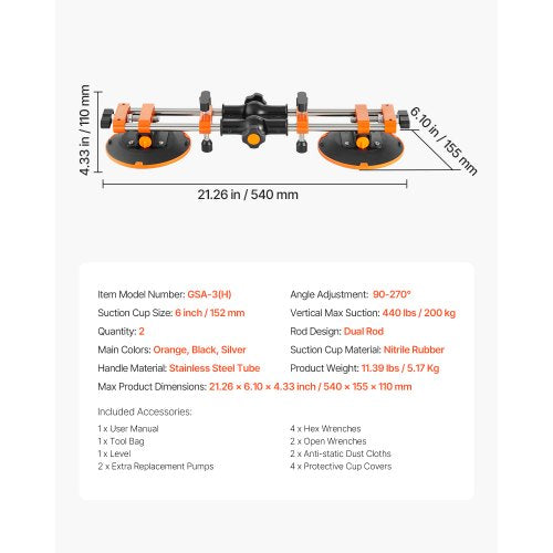Seam Setter 6" Saugnapf 90° - 270° verstellbar Nahtspleißen &amp; Nivellieren | EU
