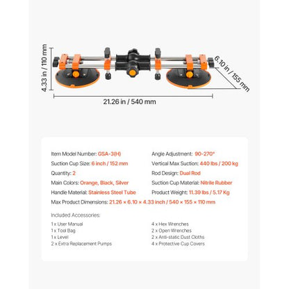 Seam Setter 6" Saugnapf 90° - 270° verstellbar Nahtspleißen &amp; Nivellieren | EU