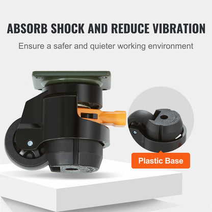 Leveling Casters, 4-Pack Heavy Duty 360° Swivel Caster Wheels Hold up to 1100 lbs Load, 2 inches Caster Diameter, Adjustable Casters with Upgraded Handle Design and Feet for Workbench & Machine