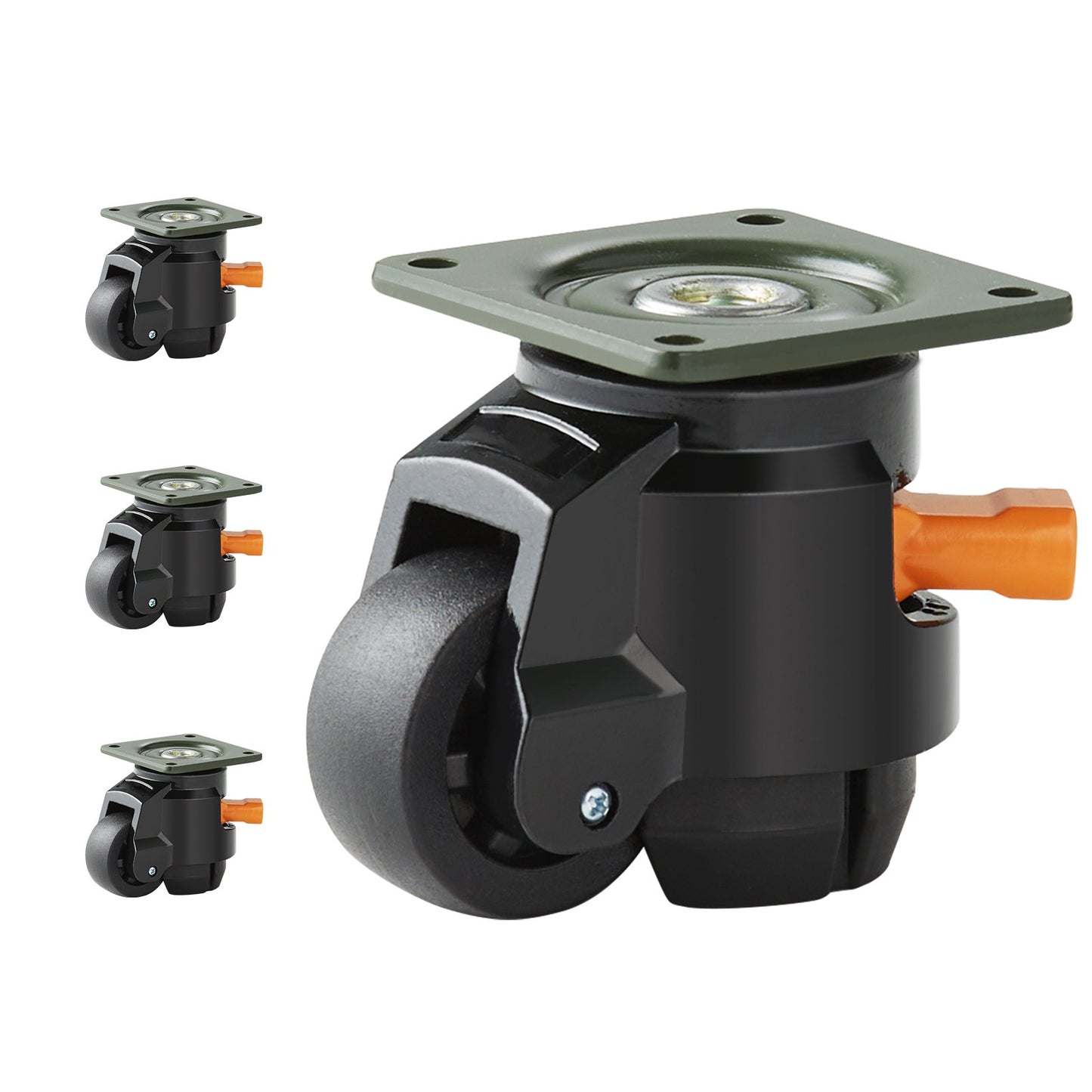 Leveling Casters, Set of 4, 1100 lbs Total Load Capacity, 2 Inch, Heavy Duty with Upgraded Handle Design, 360 Degree Swivel Casters, Adjustable Casters with Feet for Workbench, Machine