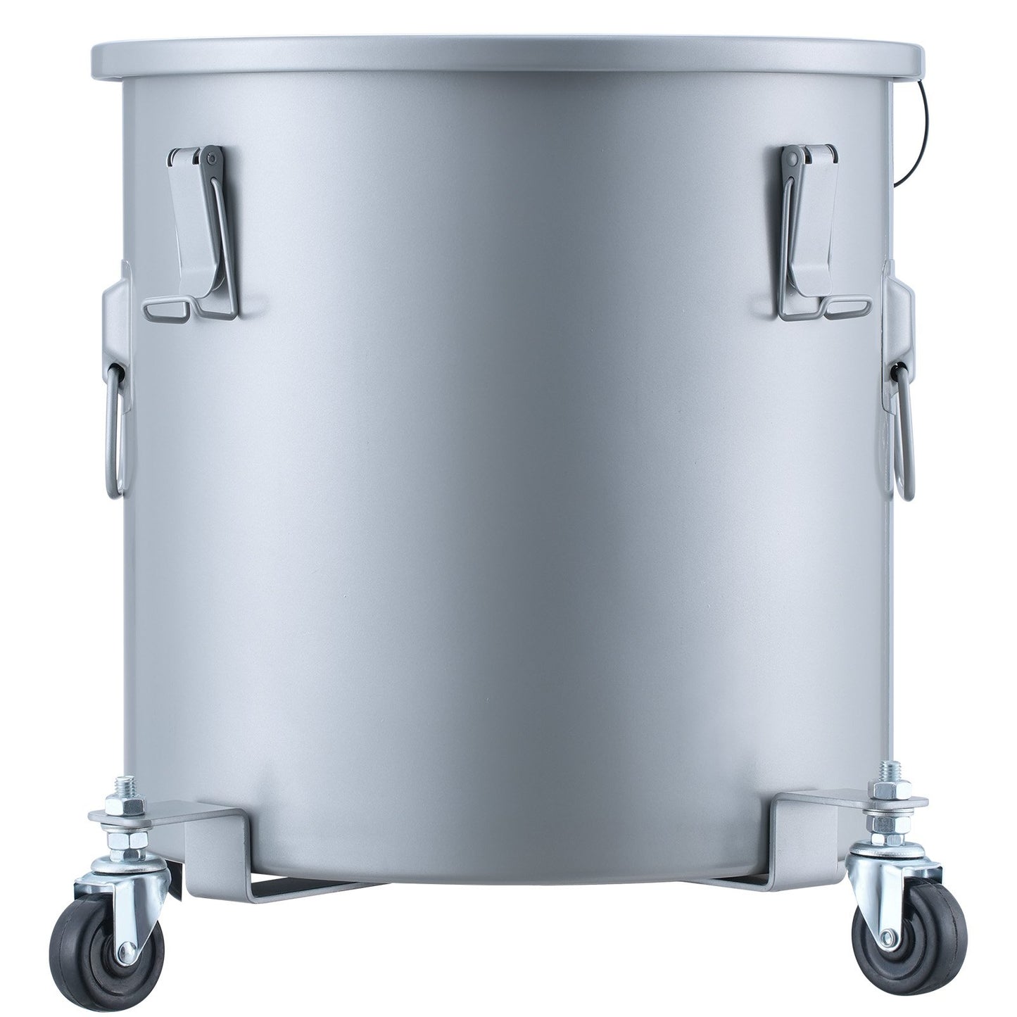 Fryer Grease Bucket, 8 Gal Oil Disposal Caddy with Caster Base, Carbon Steel with Rustproof Coating, Oil Transport Container with Lid, Locking Clips, Filter Bag for Hot Cooking Oil Filtration, Gray