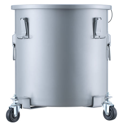 Fryer Grease Bucket, 8 Gal Oil Disposal Caddy with Caster Base, Carbon Steel with Rustproof Coating, Oil Transport Container with Lid, Locking Clips, Filter Bag for Hot Cooking Oil Filtration, Gray