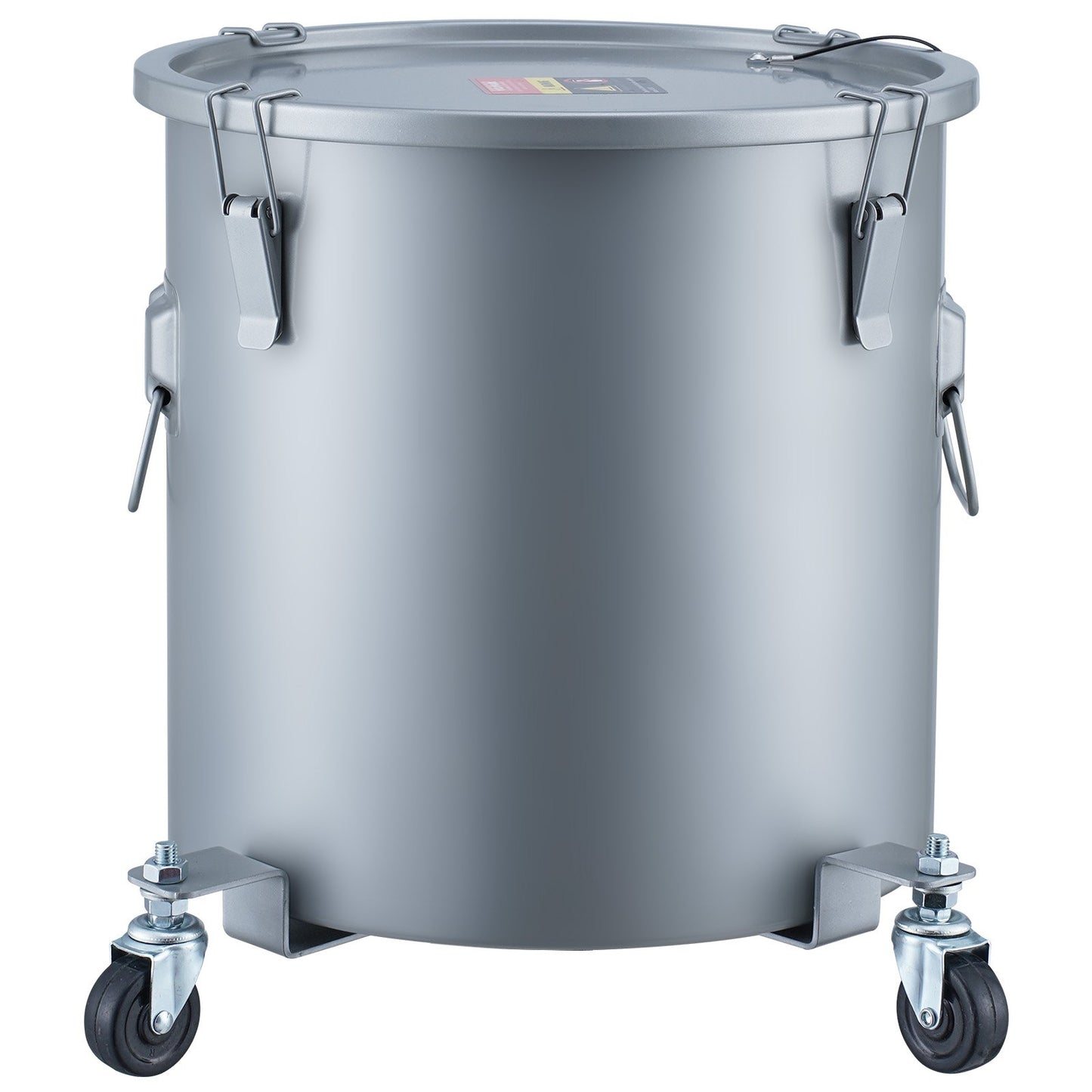 Fryer Grease Bucket, 8 Gal Oil Disposal Caddy with Caster Base, Carbon Steel with Rustproof Coating, Oil Transport Container with Lid, Locking Clips, Filter Bag for Hot Cooking Oil Filtration, Gray