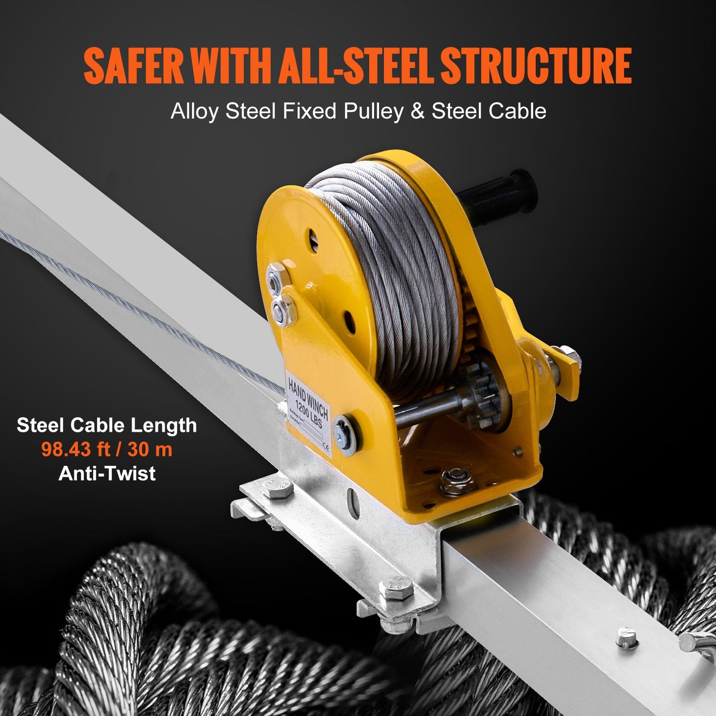 Confined Space Tripod Kit, Confined Space Tripod 7' Legs and 98' Cable, Confined Space Rescue Tripod 32.8' Fall Protection, 1200 lbs Winch, Harness, Storage Bag