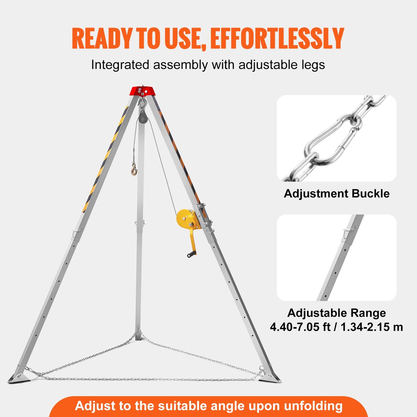 Confined Space Tripod Kit, Confined Space Tripod 7' Legs and 98' Cable, Confined Space Rescue Tripod 32.8' Fall Protection, 1200 lbs Winch, Harness, Storage Bag