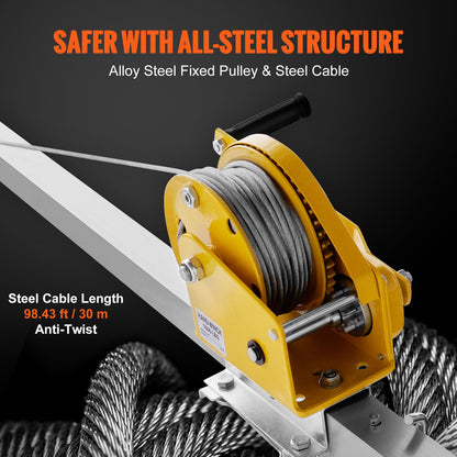 Stativsats för begränsat utrymme, 1800 lbs vinsch, Stativ med begränsat utrymme 7'-ben och 98'-kabel, räddningsstativ för begränsat utrymme 32,8' fallskydd, sele, förvaringsväska för traditionella trånga utrymmen