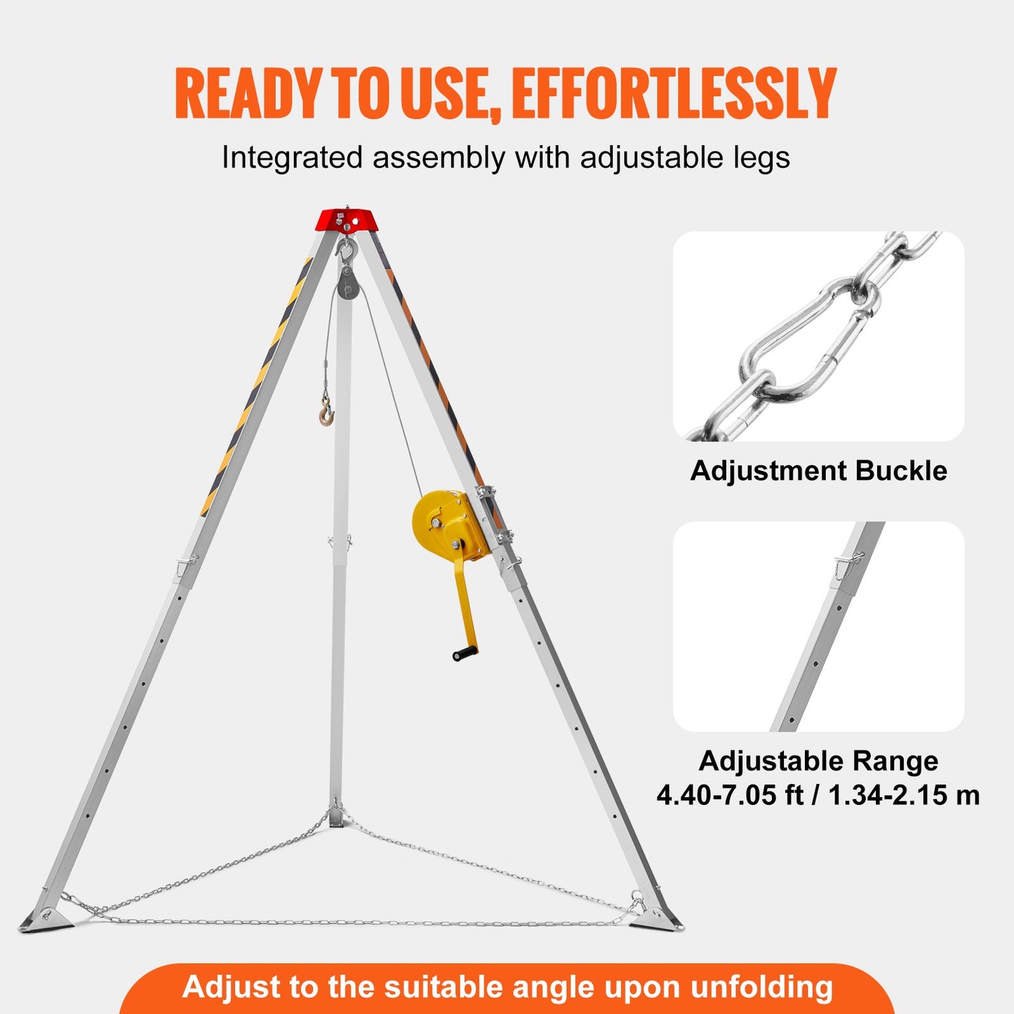 Confined Space Tripod Kit, Confined Space Tripod 7' Legs and 98' Cable, Confined Space Rescue Tripod 32.8' Fall Protection, 1800 lbs Winch, Harness, Storage Bag
