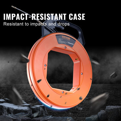 Fish Tape, 100 ft, 3/16-inch, Fiberglass Cable Guide with Enhanced Casing and Grip, User-Friendly Wire Routing Instrument, Bendable Wiring Aid for Walls and Electrical Ducts, Insulating