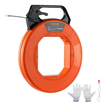 Fish Tape, 125-foot, 3/16-inch, PET Wire Puller with Optimized Housing and Handle, Easy-to-Use Cable Puller Tool, Flexible Wire Fishing Tools for Walls and Electrical Conduit, Non-Conductive