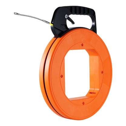 Fish Tape, 100 ft, 1/16-inch, Fiberglass Wire Puller with Optimized Housing and Handle, Easy-to-Use Cable Puller Tool, Flexible Wire Fishing Tools for Wall and Electrical Conduit, Non-Conductive