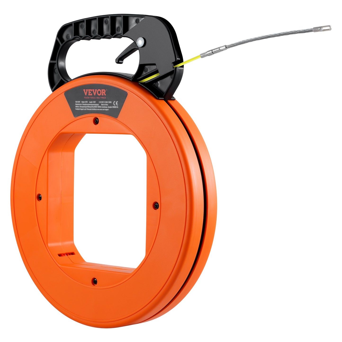 Fish Tape, 100 ft, 1/16-inch, Fiberglass Wire Puller with Optimized Housing and Handle, Easy-to-Use Cable Puller Tool, Flexible Wire Fishing Tools for Wall and Electrical Conduit, Non-Conductive