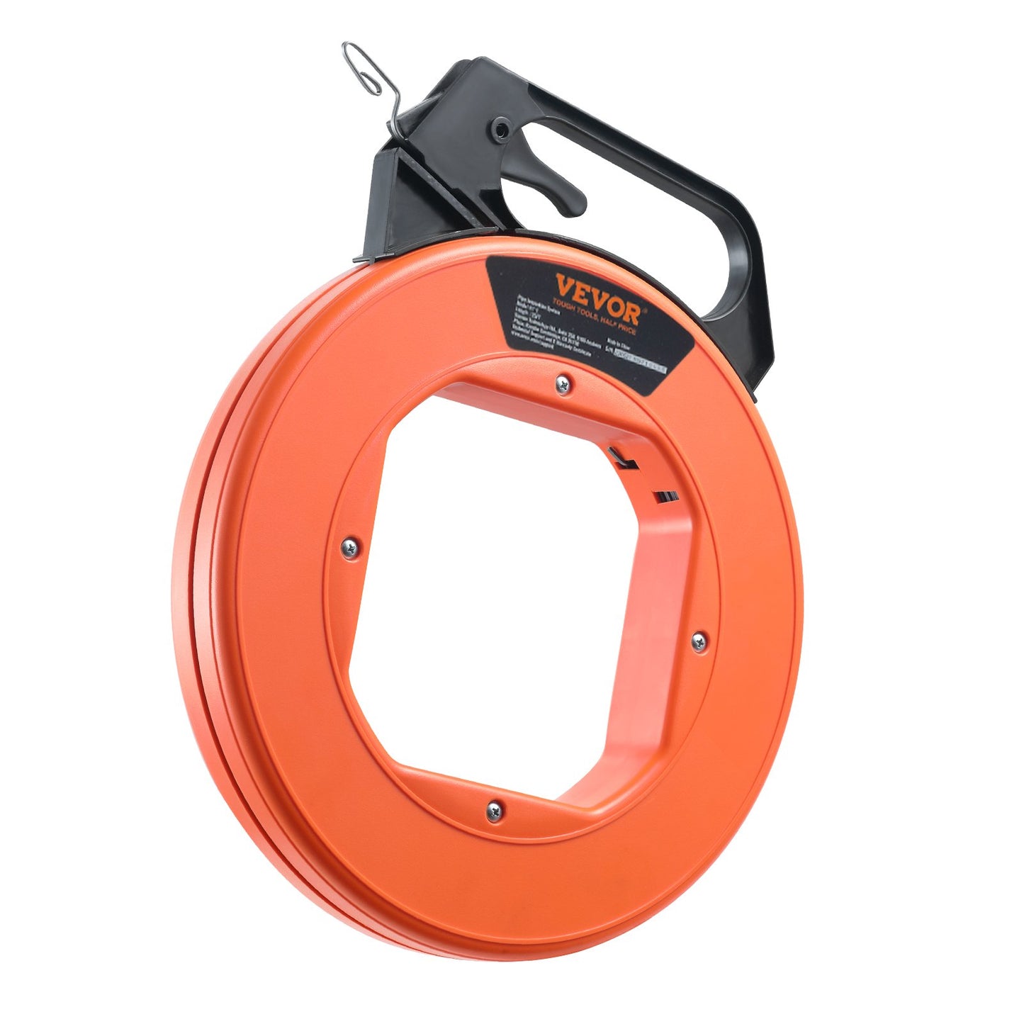 Fish Tape, 240 fot, 1/8-tum, ståltrådsavdragare med optimerat hus och handtag, lättanvänt kabelavdragare, flexibla trådfiskeverktyg för väggar och elektriska ledningar, icke-ledande