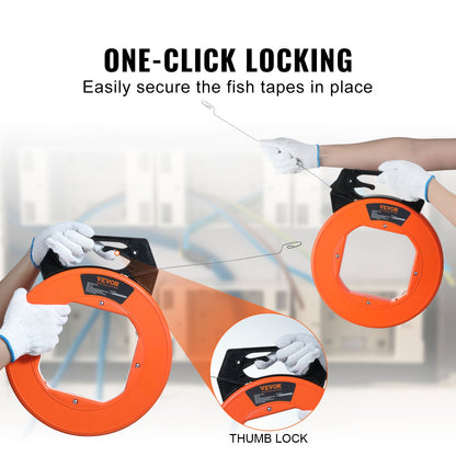 Steel Wire Puller, 240ft, 1/8in, with Enhanced Housing & Handle, Simplified Cable Pulling Device, Adaptable for Wall & Electrical Conduit Wiring, Insulated