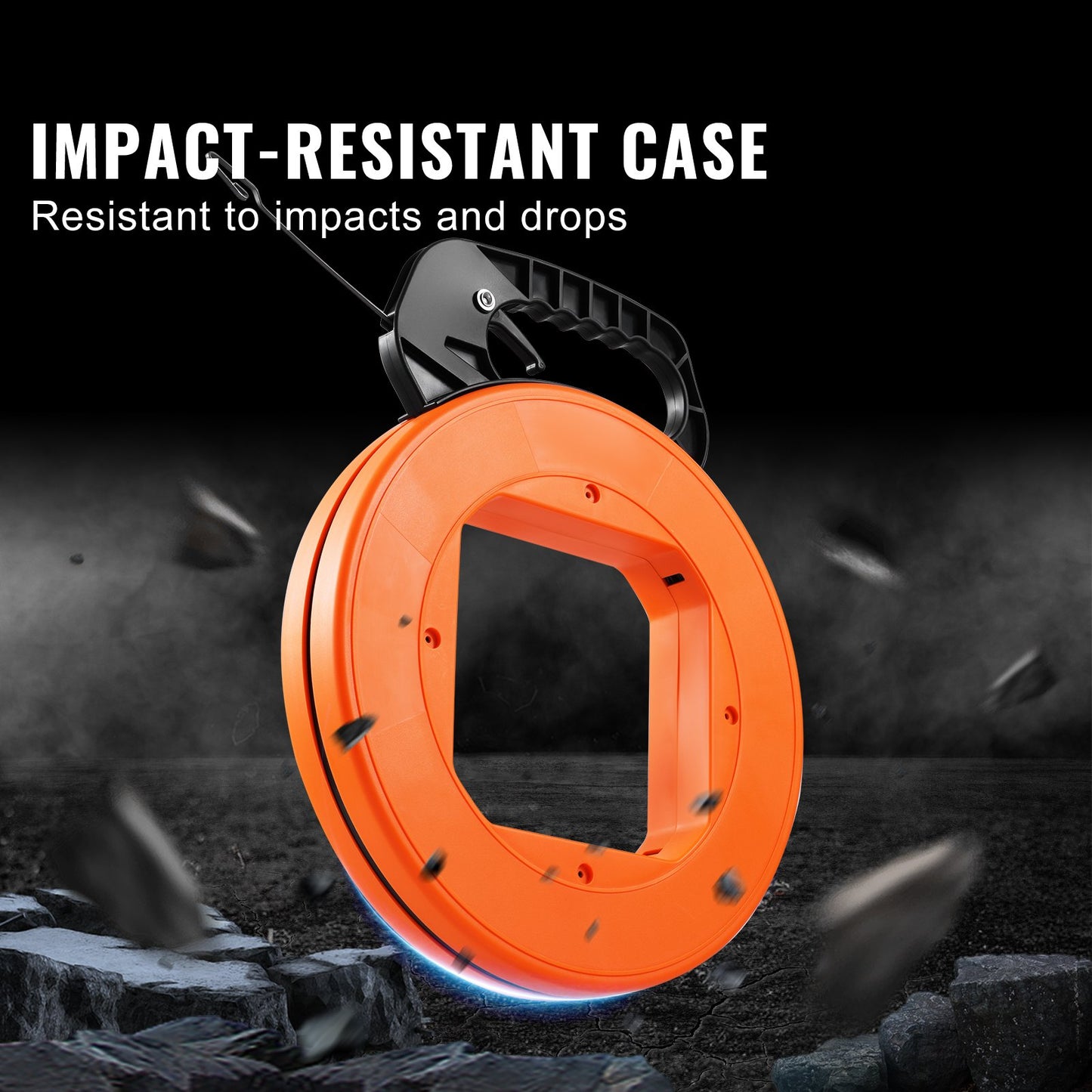 Fish Tape Wire Cable Line Puller 120ft 1/8 i stål med högt plastfodral