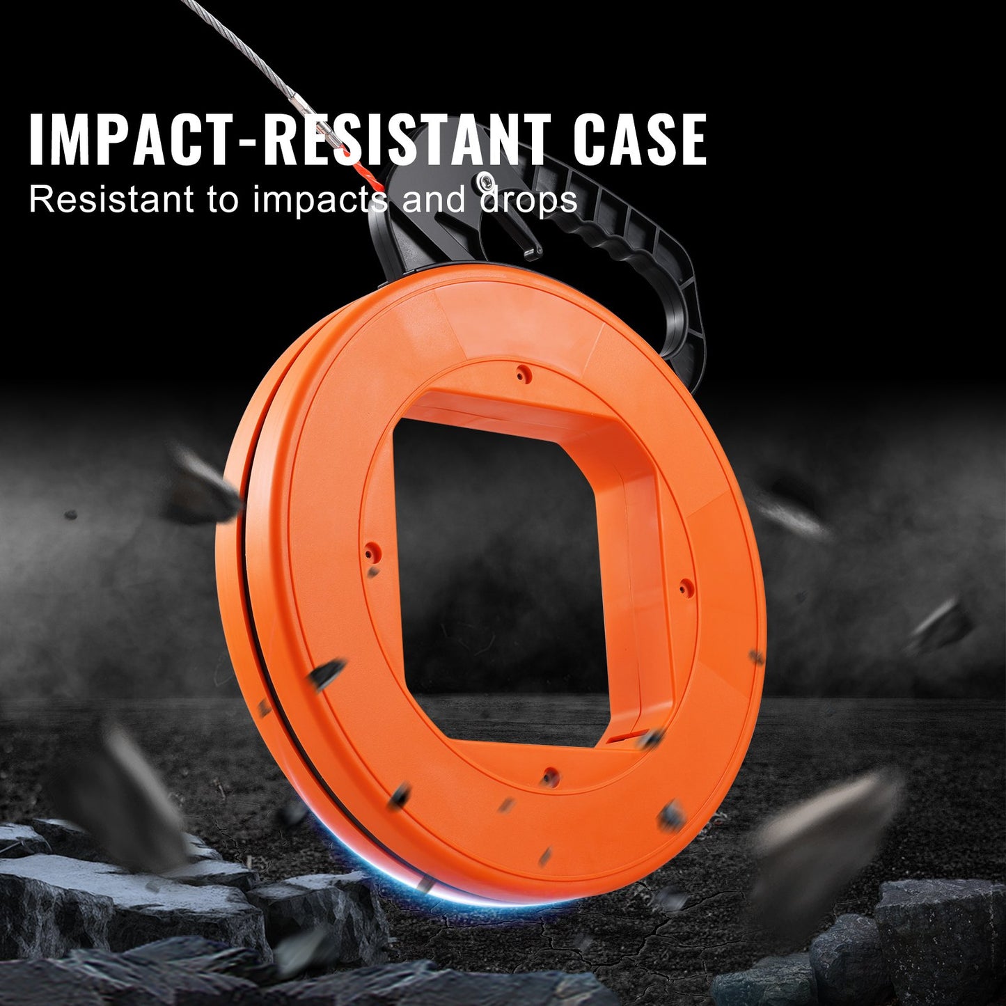 Fish Tape Wire Cable Line Puller 100 ft 1/4 in PET med högt plastfodral