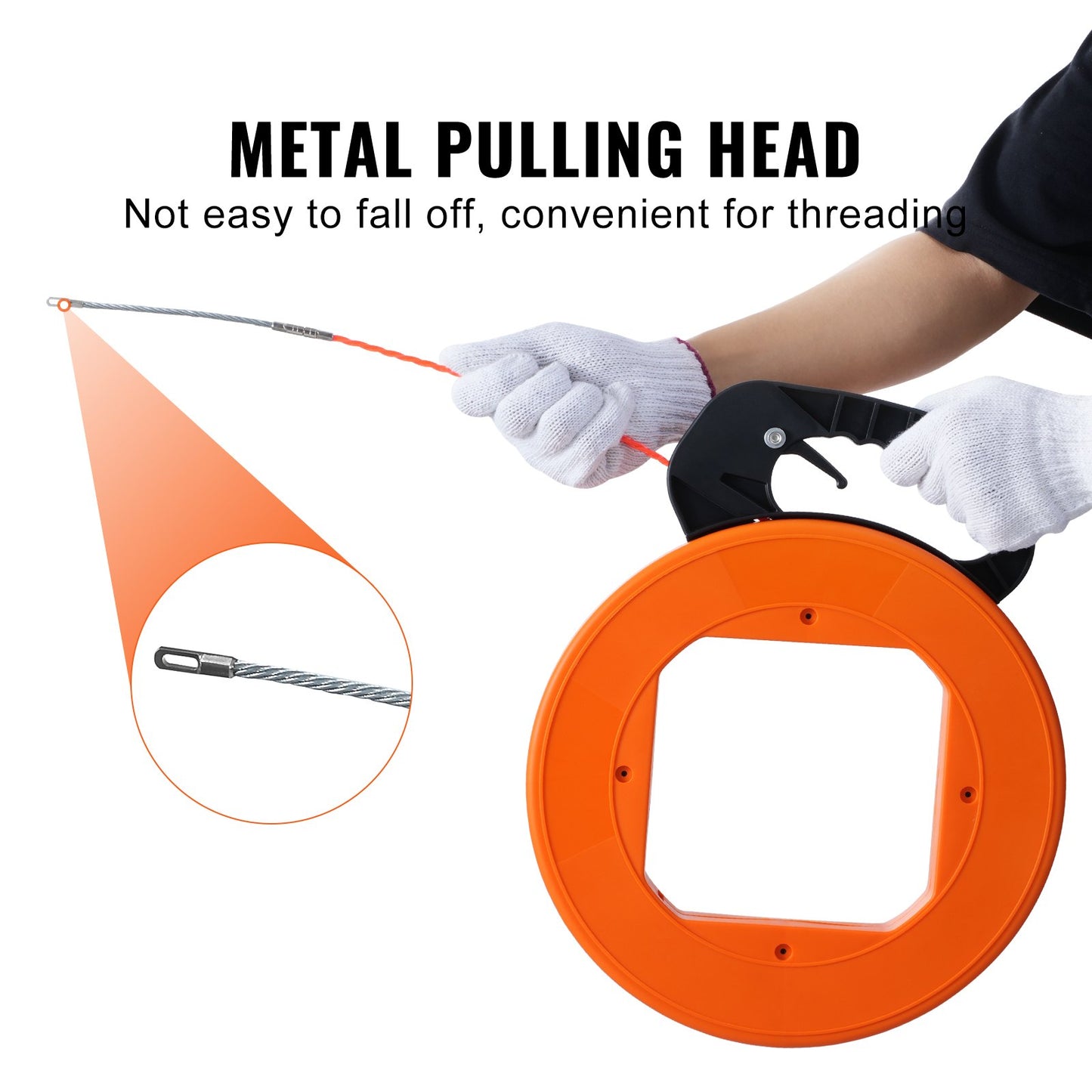 Fish Tape Wire Cable Line Puller 100 ft 1/4 in PET med högt plastfodral