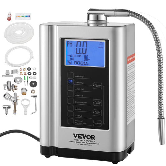 Alkaline Water Ionizer Machine, pH 3.5-10.5 Alkaline Acidic Hydrogen Water Purifier, 7 Water Settings Home Filtration System, Up to -550mV ORP, 8000L per filter, Auto-cleaning, White