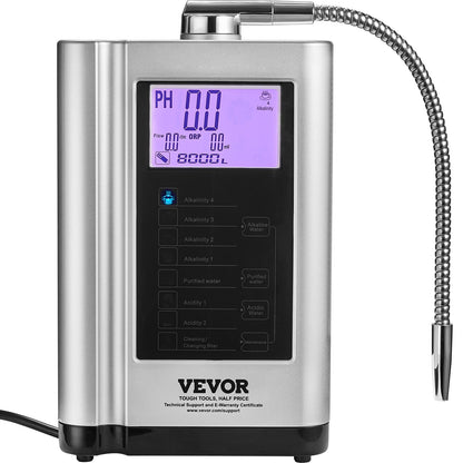 Alkaline Water Ionizer Machine, pH 3.5-10.5 Alkaline Acidic Hydrogen Water Purifier, 7 Water Settings Home Filtration System, Up to -550mV ORP, 8000L per filter, Auto-cleaning, White