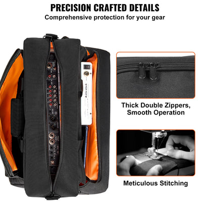 Vadderad DJ Mixer Gig Bag, 1200D Oxford Tyg, DJ Gear Bärväska med en förvaringsficka 4,92 fot avtagbar axelrem 0,39 i stoppning, 19,29 x 8,66 x 15,34 i förvaringsväska för DJ Controller