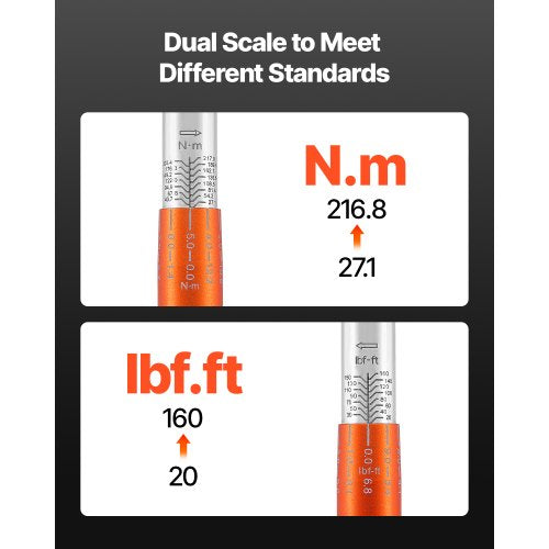 Adjustable Click Torque Wrench 1/2-inch Drive 20–160 lbf-ft/27.1–216.8 Nm | EU