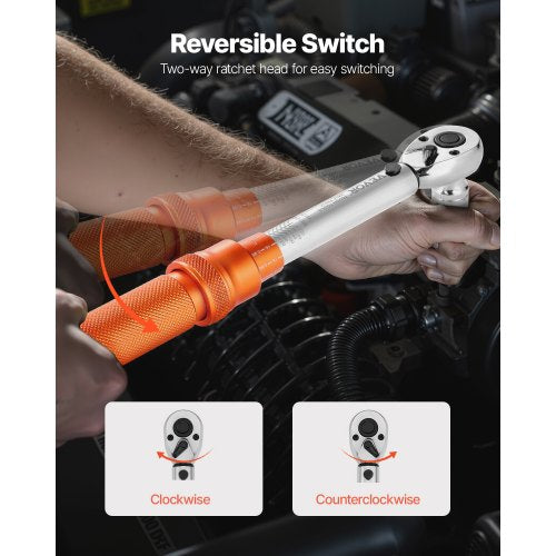 Click Torque Wrench Set 1/4-inch Drive 20-240 lbf-in/2.3-27.1 Nm Orange | EU