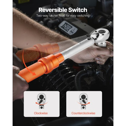 Click Torque Wrench Set 1/4-inch Drive 20-240 lbf-in/2.3-27.1 Nm Orange | EU