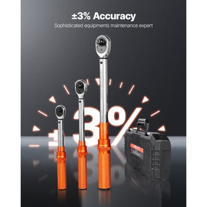 Click torque wrench set 3 pieces 1/4 3/8 1/2 inch drive bidirectional | EU