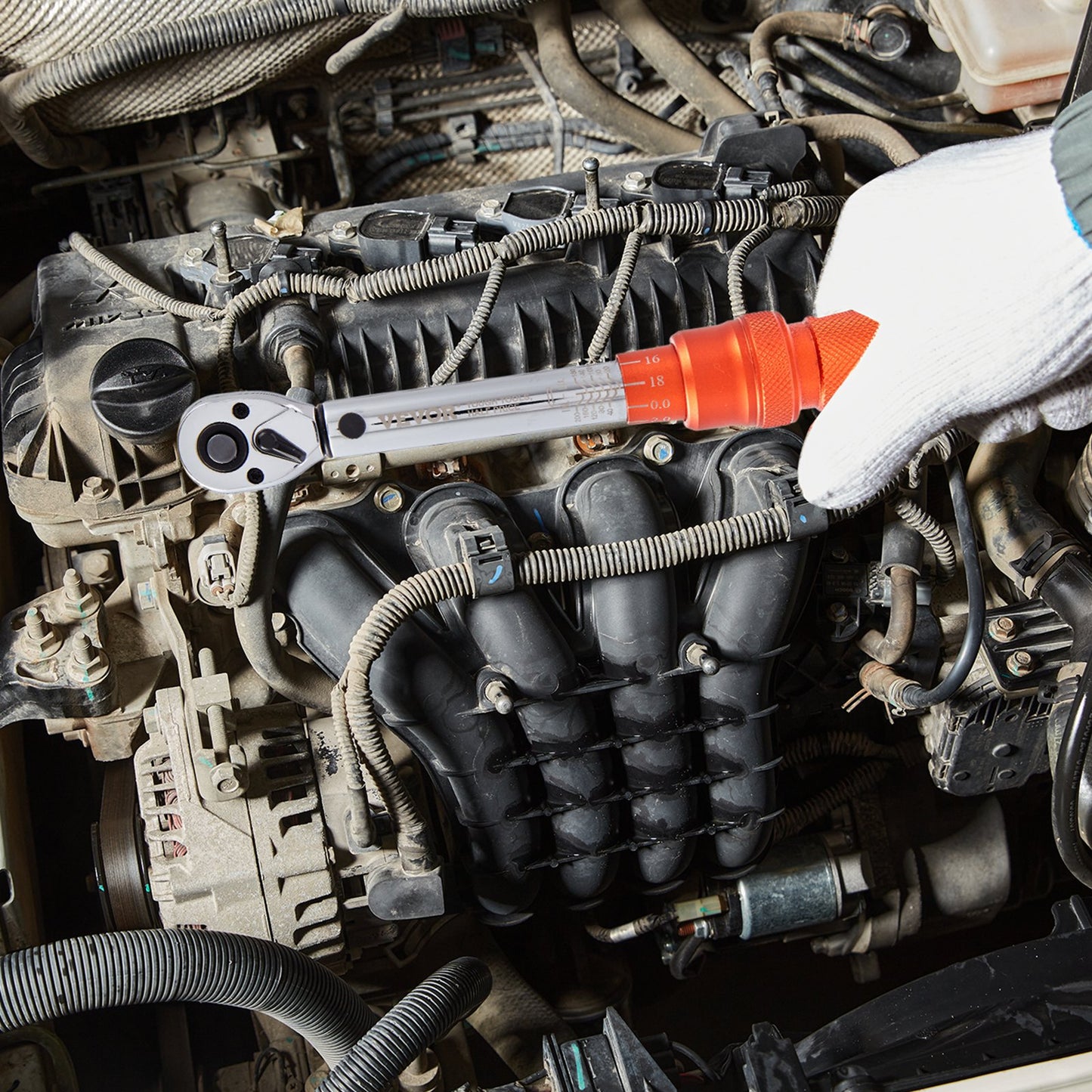 Torque Wrench, 1/4-inch Drive Click Torque Wrench 20-200in.lb/3-23n.m, Dual-Direction Adjustable Torque Wrench Set, Mechanical Dual Range Scales Torque Wrench Kit with Adapters Extension Rod