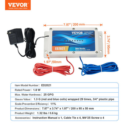Electronic Water Descaler System, Whole House Salt Free Descaler, Hard Water Conditioner to Reduces Scale Build-Up, for All Kinds of Plumbing Pipes, Durable for Over 6 Years