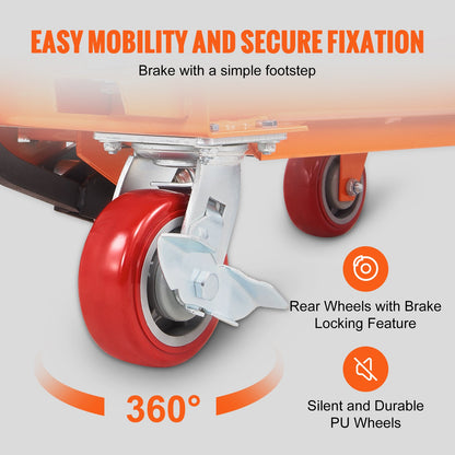 Hydraulischer Hubtischwagen, 1100lbs Kapazität, 35,4" Hubhöhe, manueller Hubtisch mit 4 Rädern und rutschfester Unterlage, hydraulischer Scherenwagen für Materialhandhabung und Transport