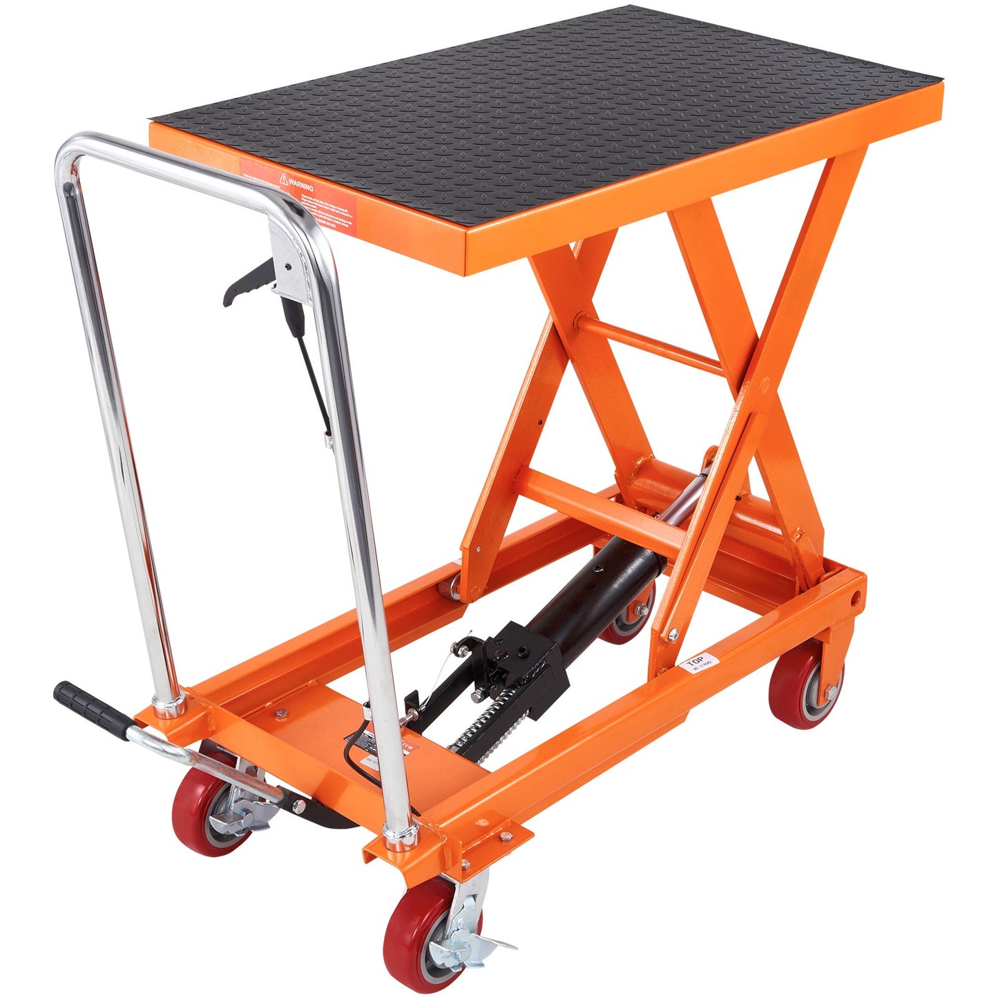 Hydraulic Lift Table Cart, 1100lbs Capacity 35.4" Lifting Height, Manual Single Scissor Lift Table with 4 Wheels and Non-slip Pad, Hydraulic Scissor Cart for Material Handling and Transportation