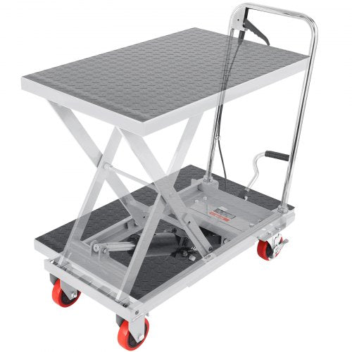 Hydraulic Lift Table Cart, 500lbs Capacity 28.5" Lifting Height, Manual Single Scissor Lift Table with 4 Wheels and Non-slip Pad, Hydraulic Scissor Cart for Material Handling, Gray