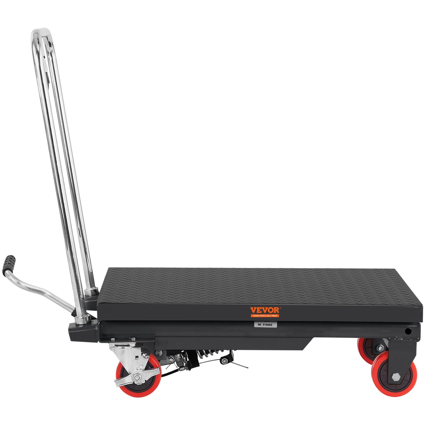Hydraulic Lift Table Cart, 500lbs Capacity 28.5" Lifting Height, Manual Single Scissor Lift Table with 4 Wheels and Non-slip Pad, Hydraulic Scissor Cart for Material Handling, Black