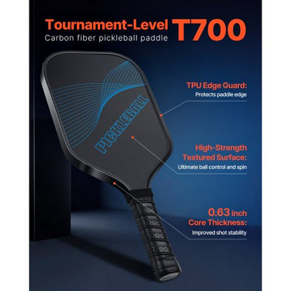 Pro Kolfiber Pickleball Paddle Honeycomb Core Racket för Vuxna Blå