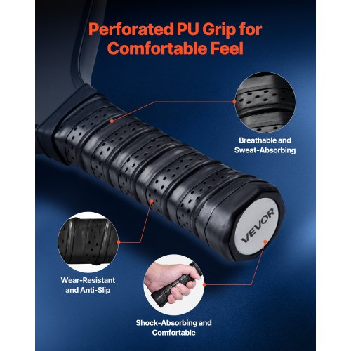 Pro Kolfiber Pickleball Paddle Honeycomb Core Racket för Vuxna Blå