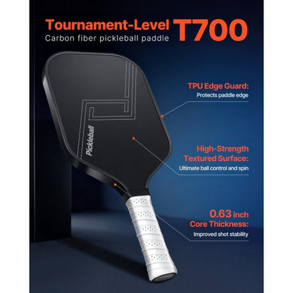 Pro Kolfiber Pickleball Paddle Honeycomb Core Racket för Vuxna Svart