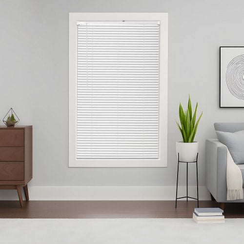 Mini Blinds, 34" W x 48" H, 1" Slat Size, Cordless Horizontal Light Filtering Mini Blind for Indoor Windows, Easy to Clean and Simple Light Adjustment, for Home Decor, Room Darkening, White